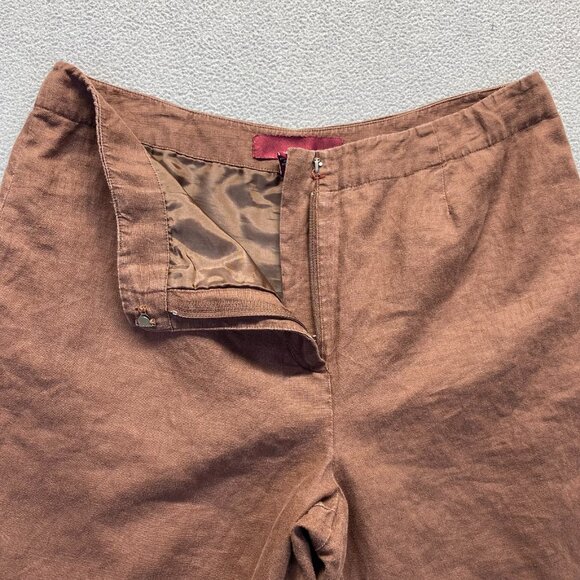 Merona Wide Leg Dress Pants,Lined Women's Size 14 Brown Pants,100% Linen - Picture 8 of 9